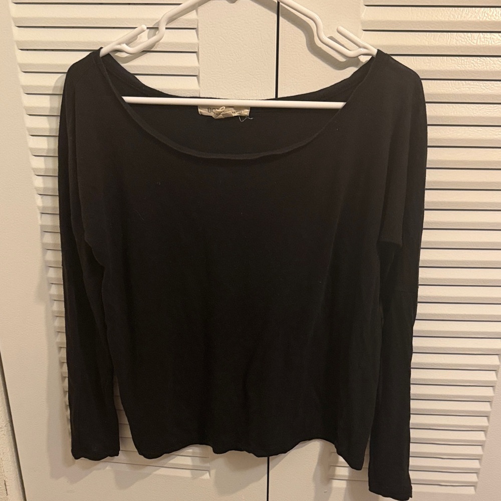 BCBG Black Long Sleeve Crop Top